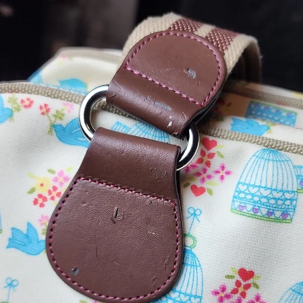 PINK LINING | Yummy Mummy Cream and Brown‎ Floral Blue Birds Baby Diaper Bag